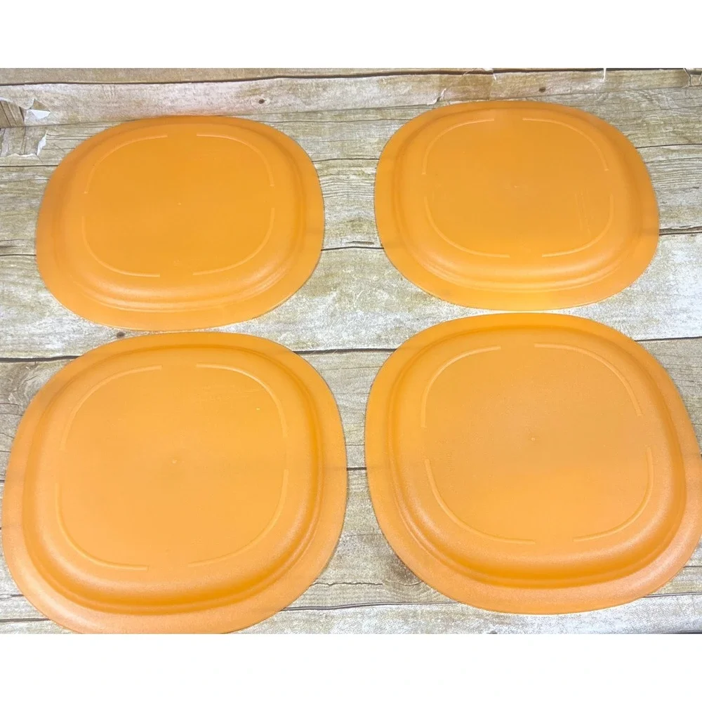 NEW Tupperware Microwave Reheatable Luncheon Plates Orange  9.5 inch Set of 4